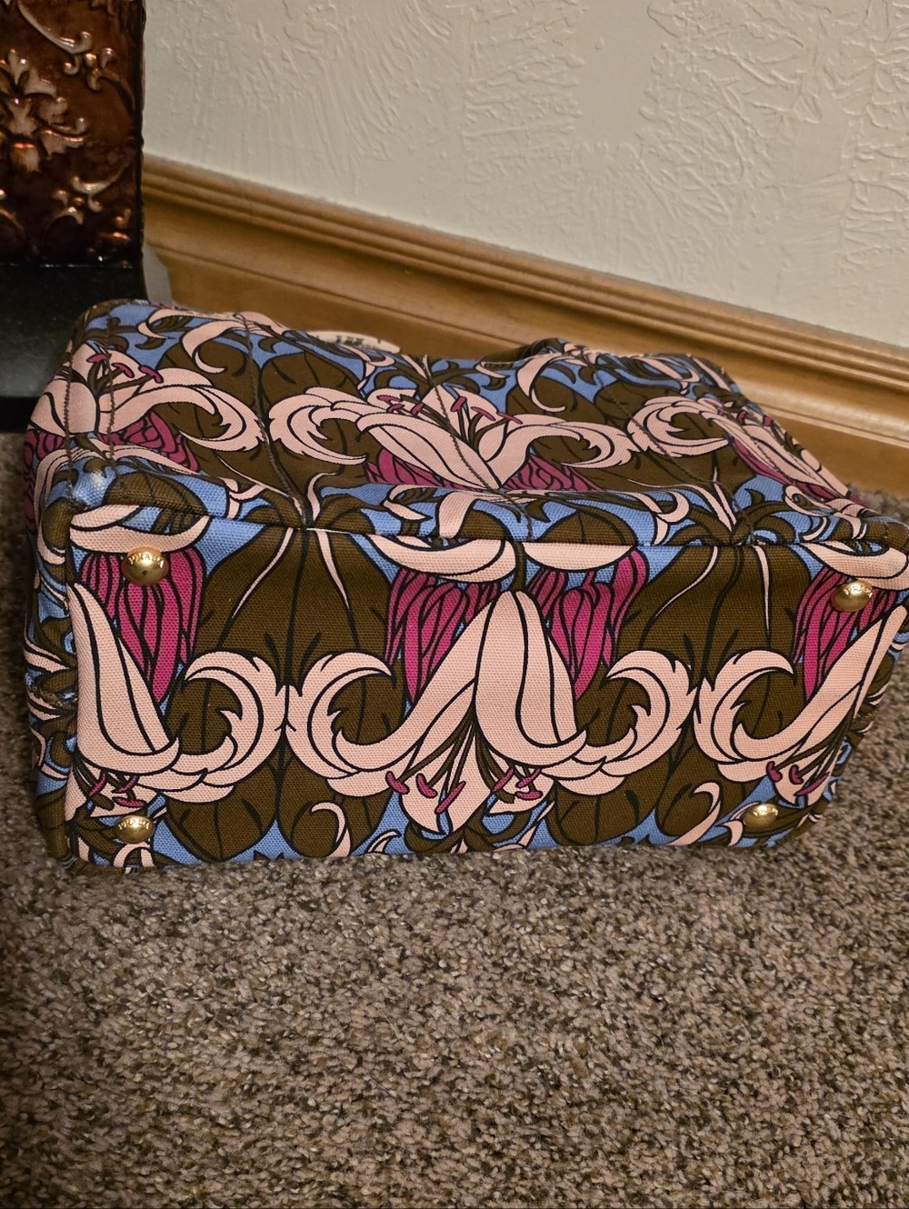 PRADA Flower Canapa PM Hand Bag Canvas 2way/ EUC - Picture 5 of 12